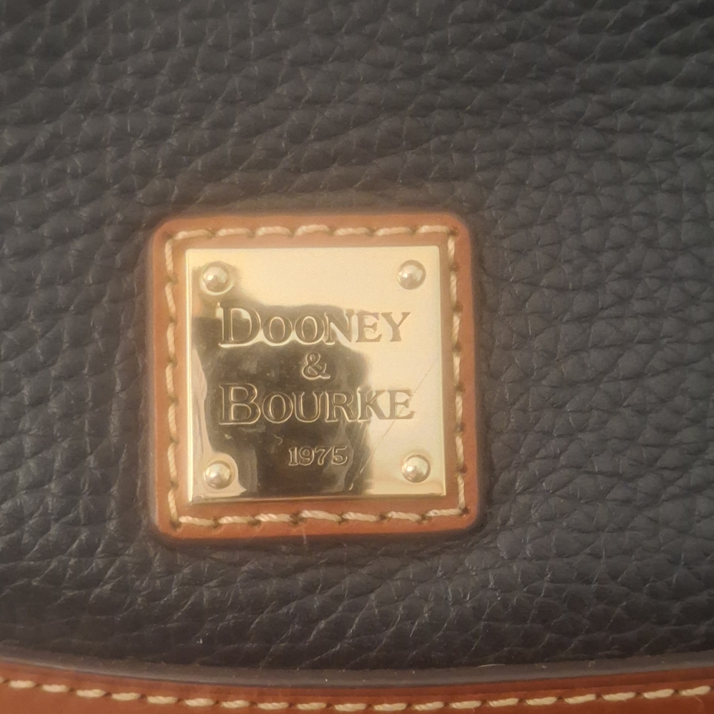 Vintage Dooney & Bourke Black Pebble Leather Bag with Brown Trim